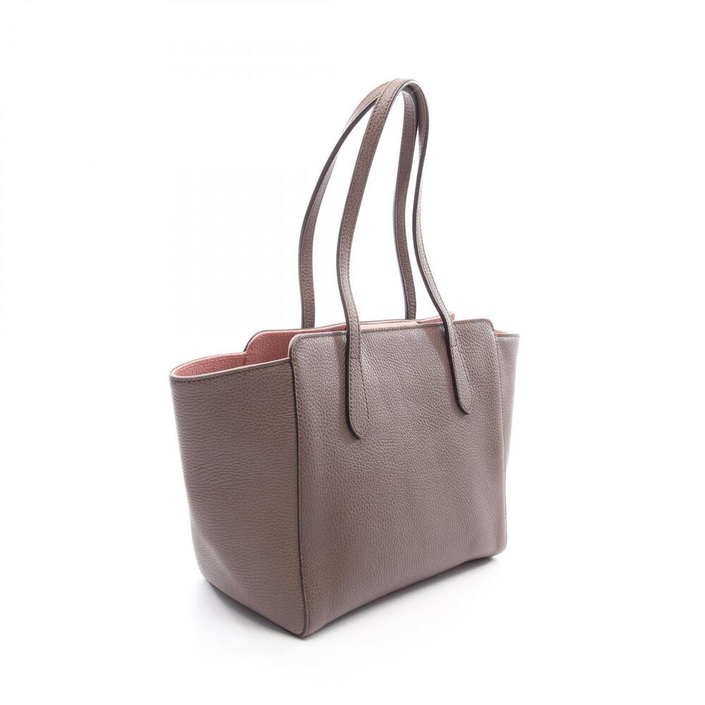Gucci Tote Bag Swing Leather Cream Beige Cream Tan